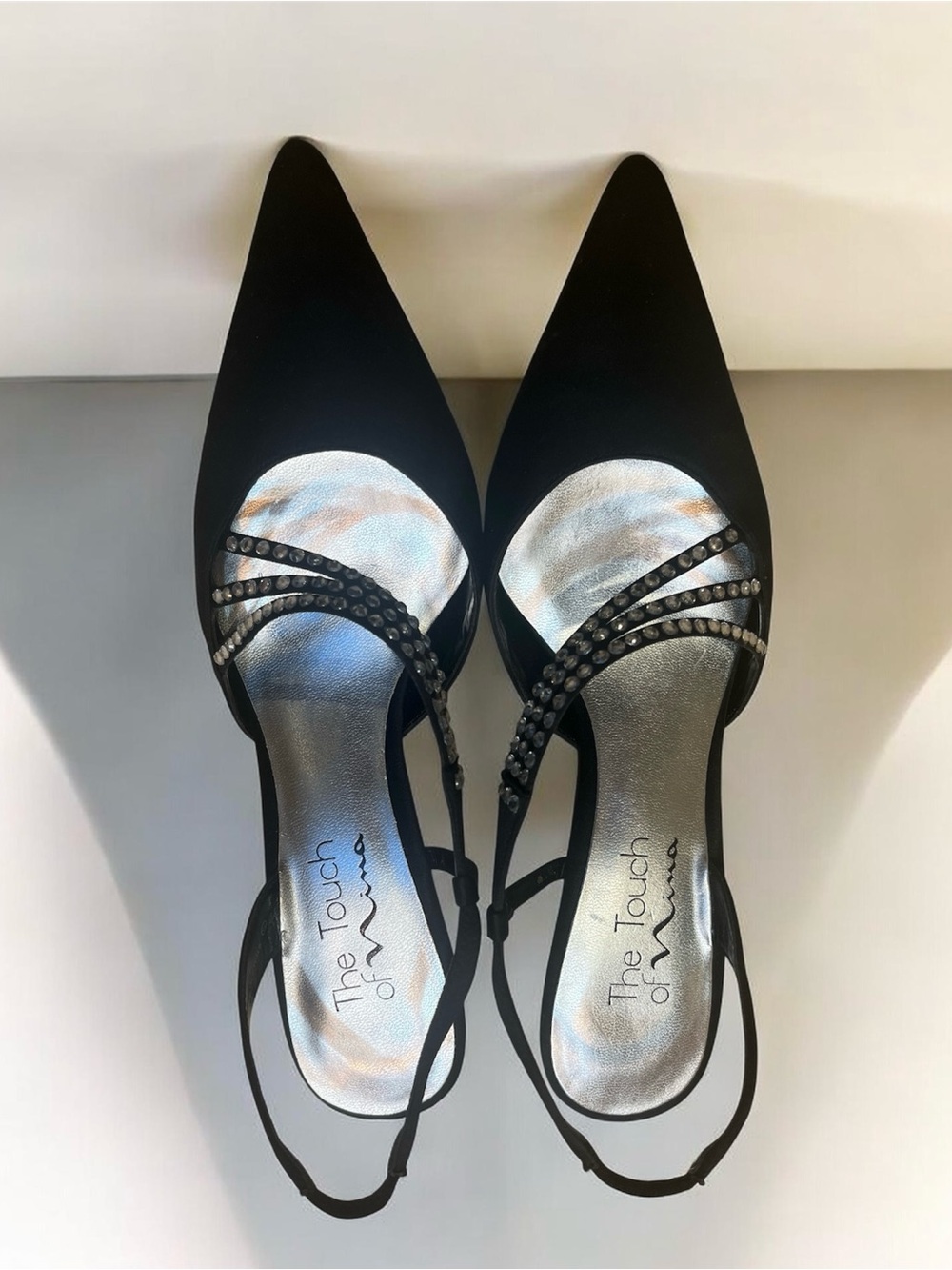 Nina Black  Slingback Heels with Silver Insole- size 6.5